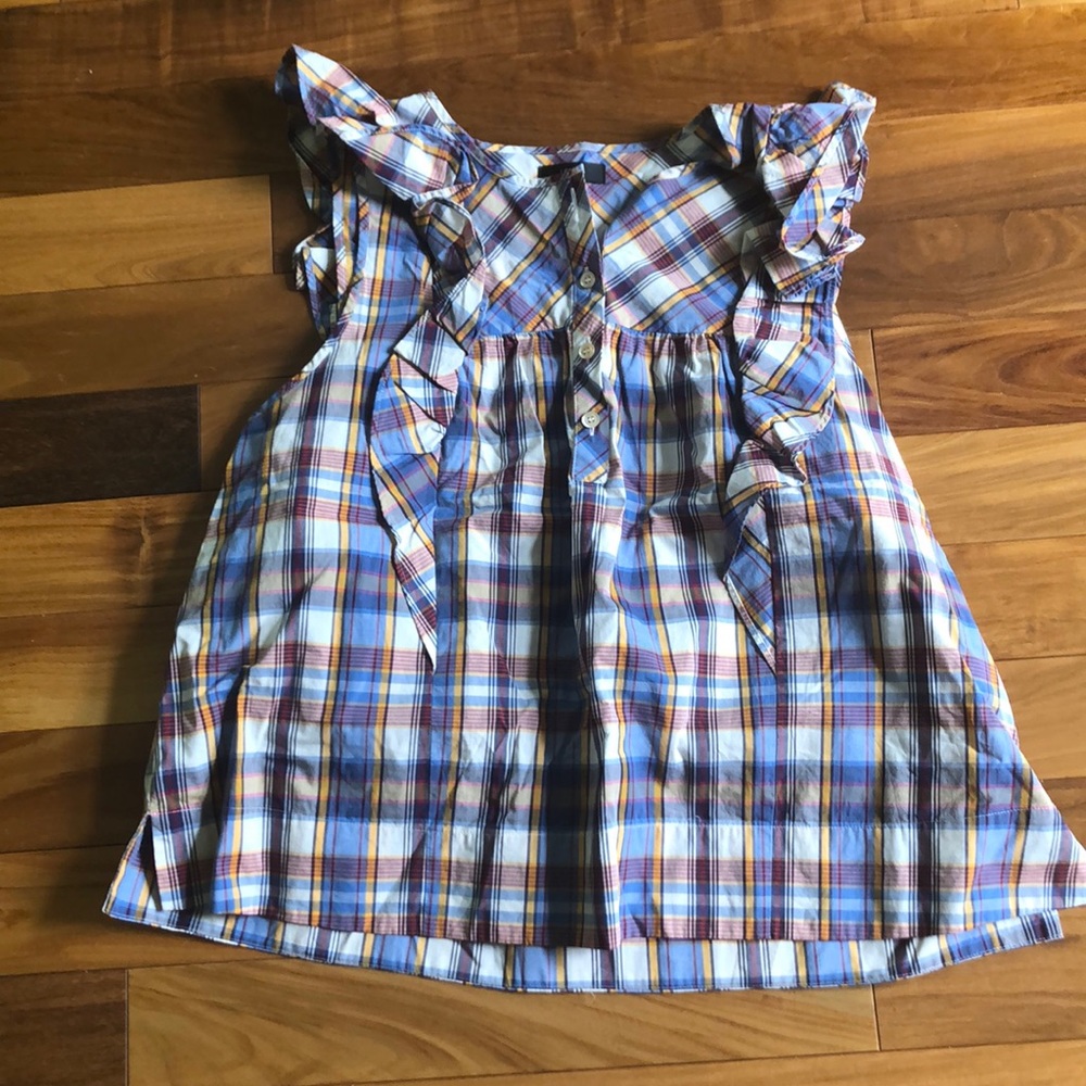 J-Crew plaid ruffled shirt